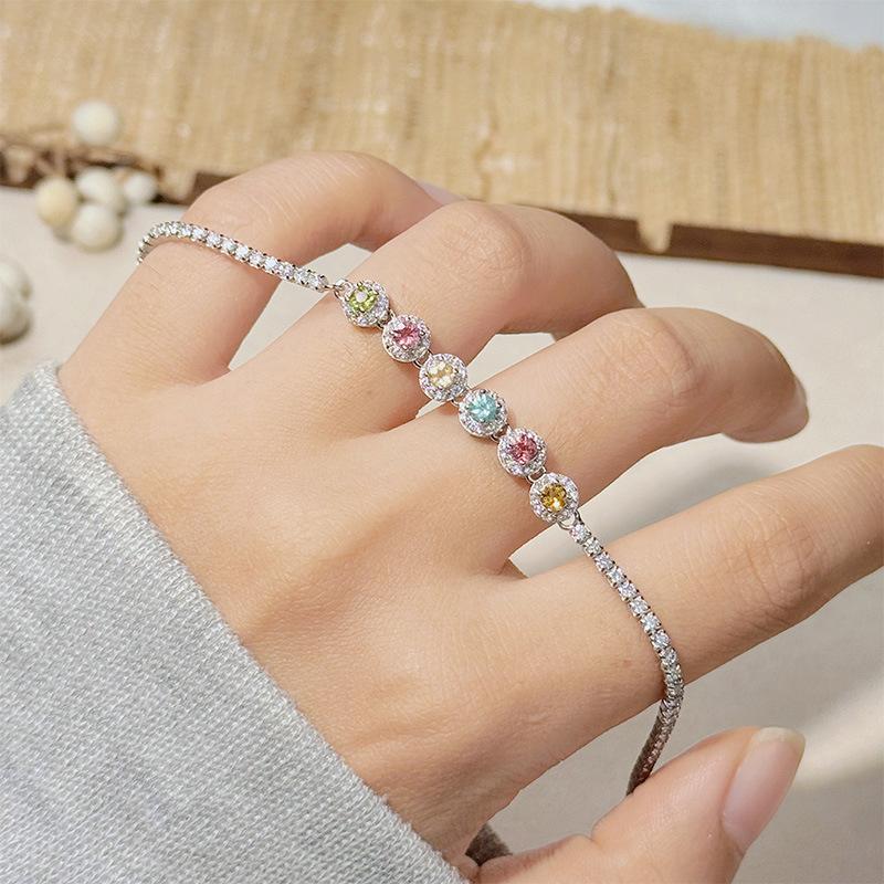 Natural Tourmaline Color Treasure Bracelet Women'S S925 Sterling Silver Candy Color Gem Jewelry Bracelet Factory