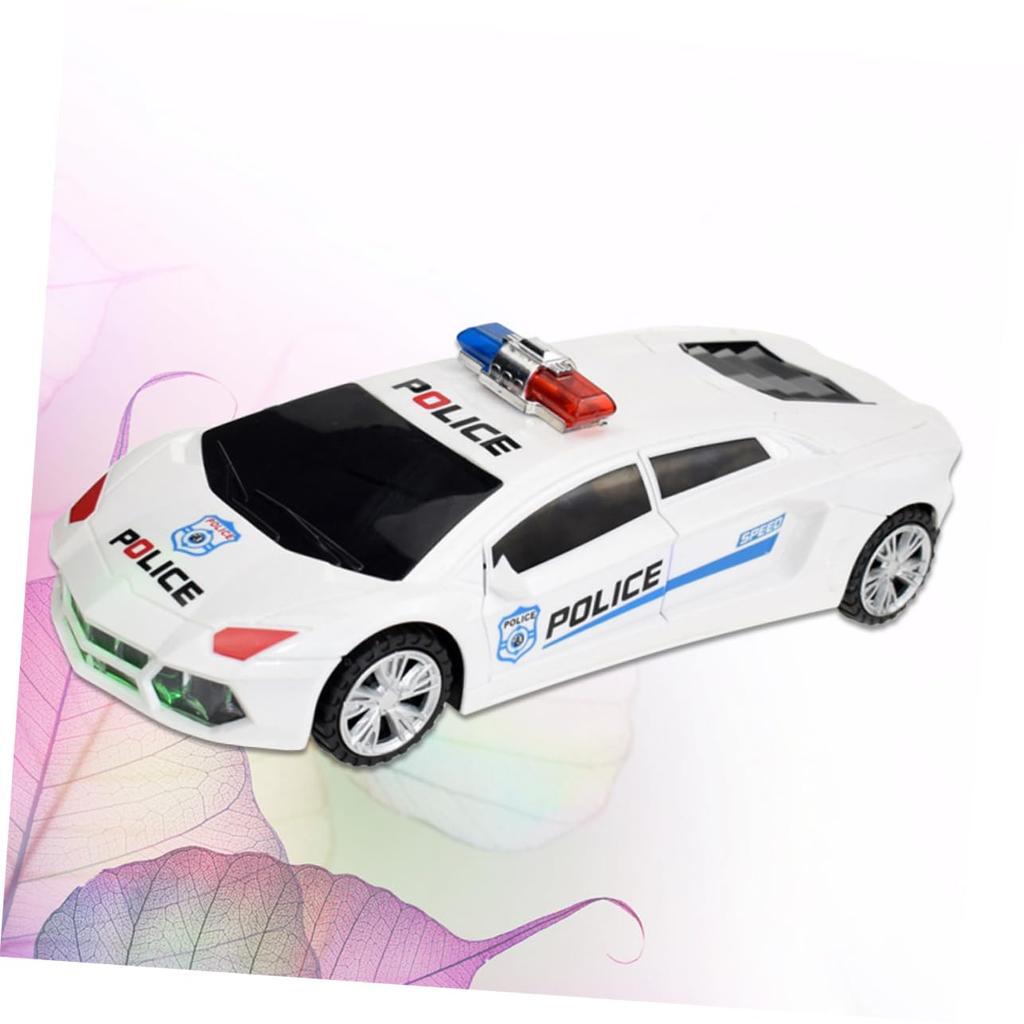 EXCEART Halloween Police Car Toy with Lights and Musical Racing Toy for Electric Halloween 1-Piece Sounds, Kids, White,