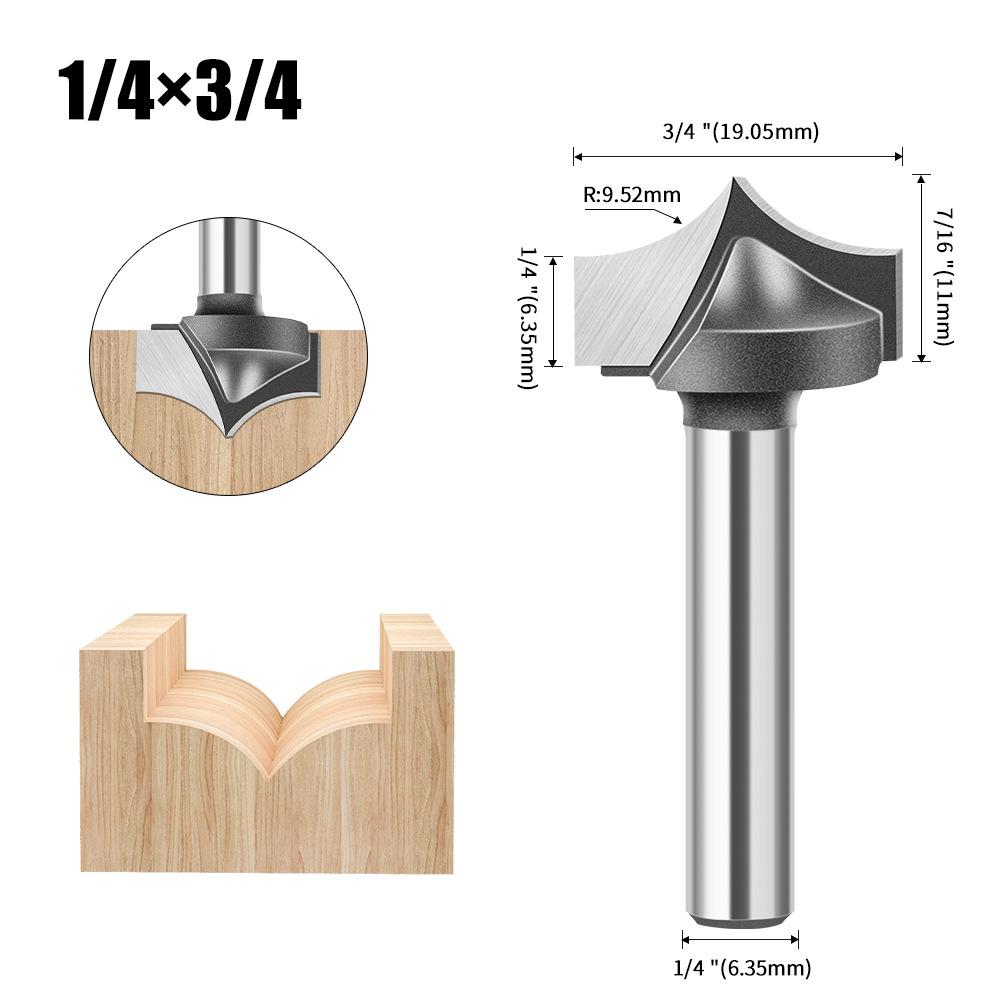 Holzbearbeitung Spitzdüse Schnitzmesser Trimmmaschine Linienmesser, Invertiertes Bogenmesser, Abrundfräser 1/2 Griff 1/4 Griff