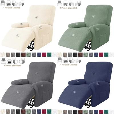 4pcs/set Stretch Recliner Sofa Cover Jacquard Armchair Slipcover with Side Pocket Accent Chair Furniture Protector Cover