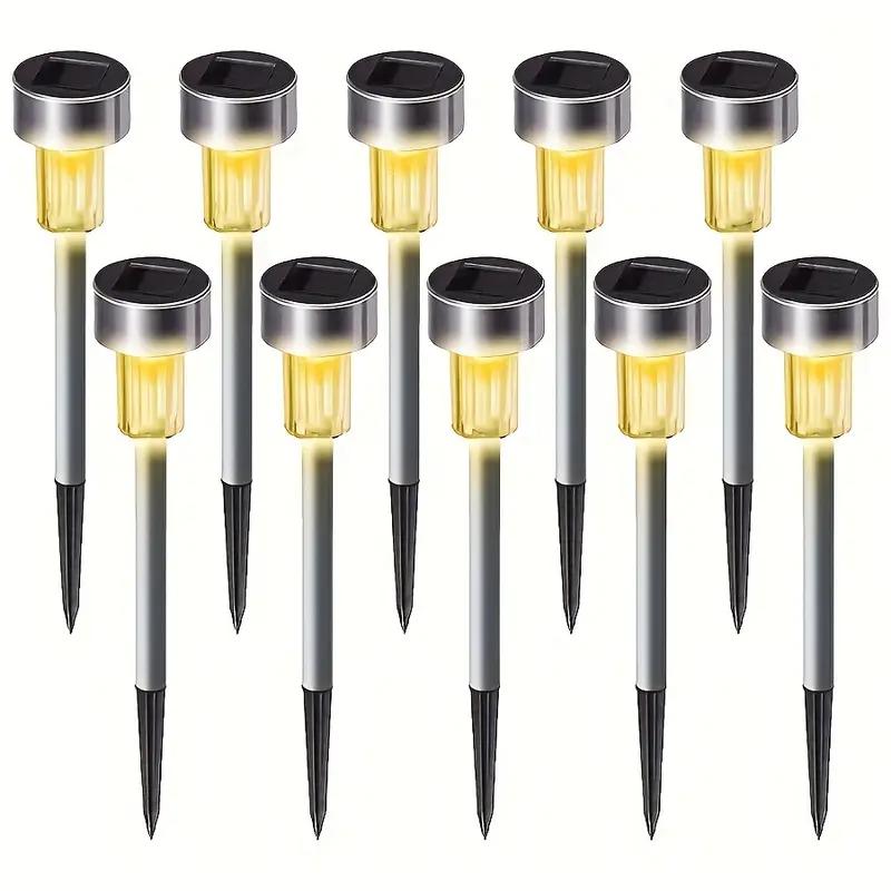 1/10pcs Solar LED Lights Outdoor Stainless Steel Stick Lights Solar Powered Landscape Lighting Roads Gardens Courtyards Lights
