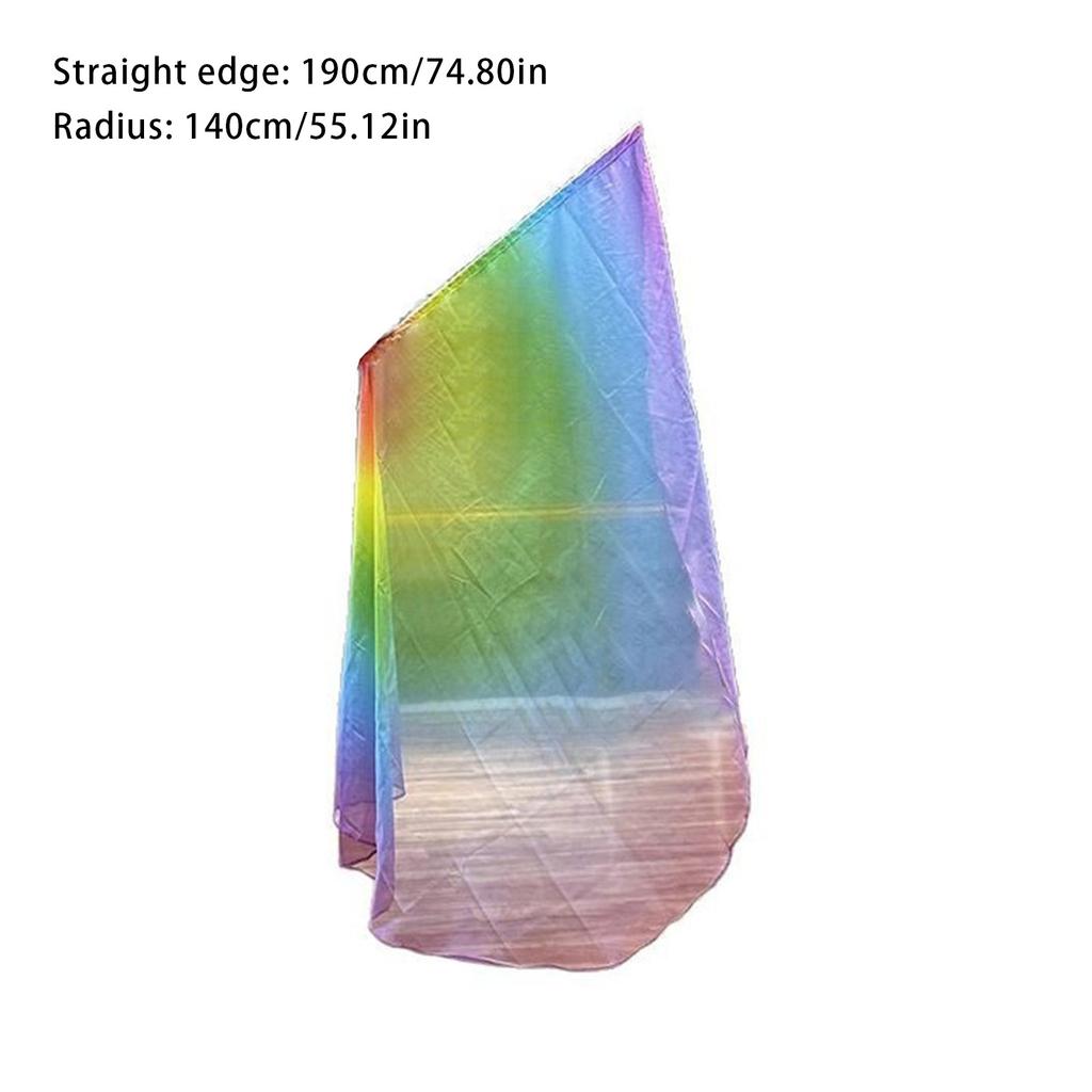 Chiffons Gradients Colorful Half Round Praise Worship Flag with Flexible Rod for Fashionable Women and Dance Enthusiasts