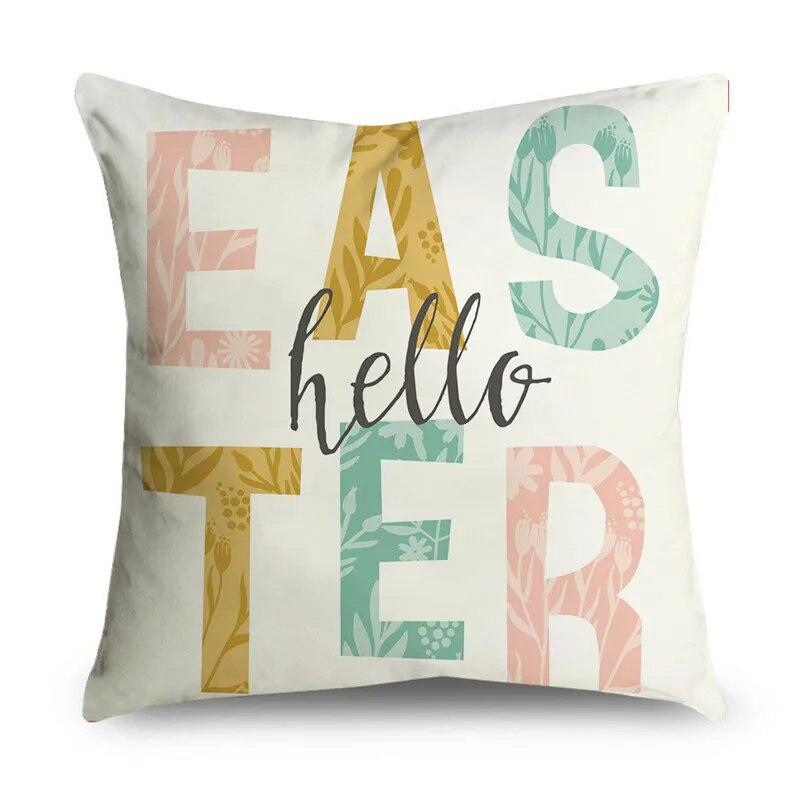 Dekorativer Kissenbezug mit Ostermotiv, fröhlicher Osterhase, Überwurf-Kissenbezug für Wohnzimmer, Sofa, Schlafzimmer, Heimdekoration