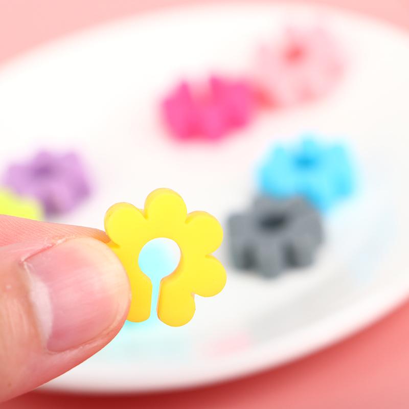 8Pcs Wine Glass Charm Silicone Solid Color Flower Drink Tag Identification Label