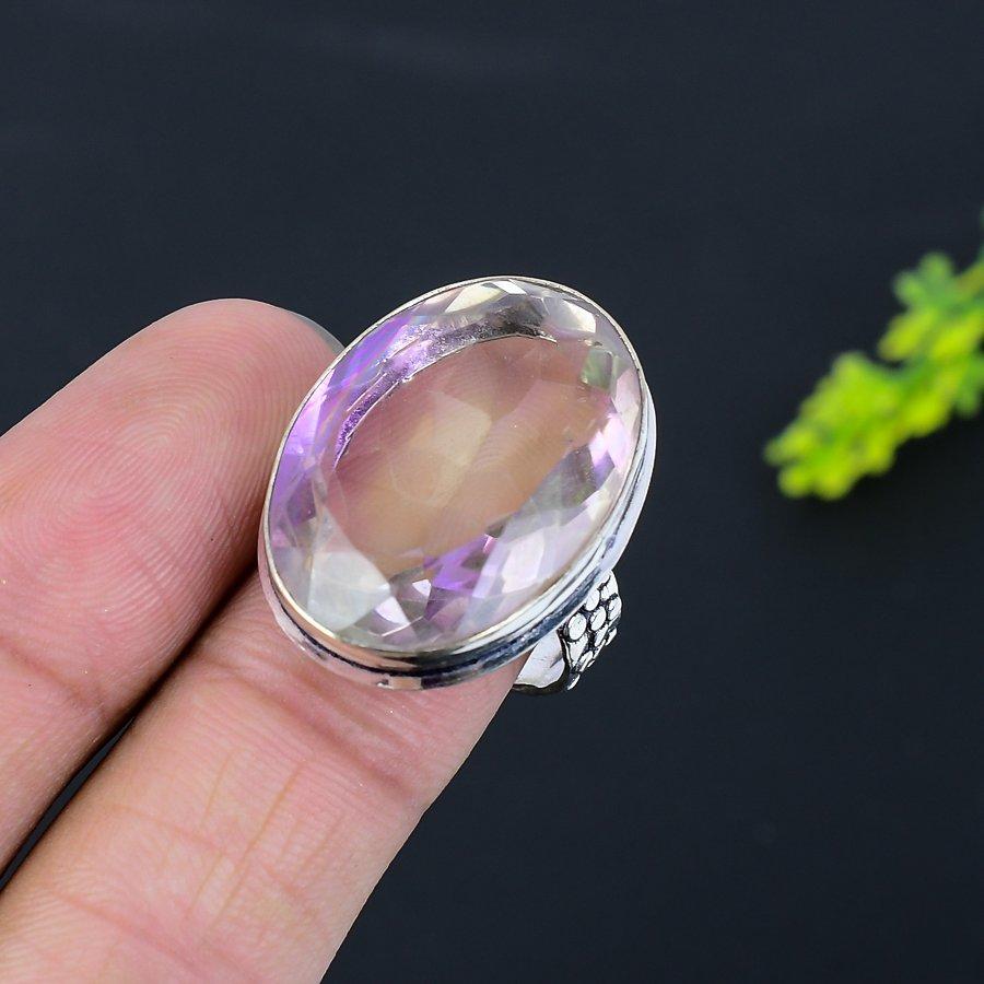 White Topaz Gemstone 925 Sterling Silver Gift Jewelry Ring Size 5.5
