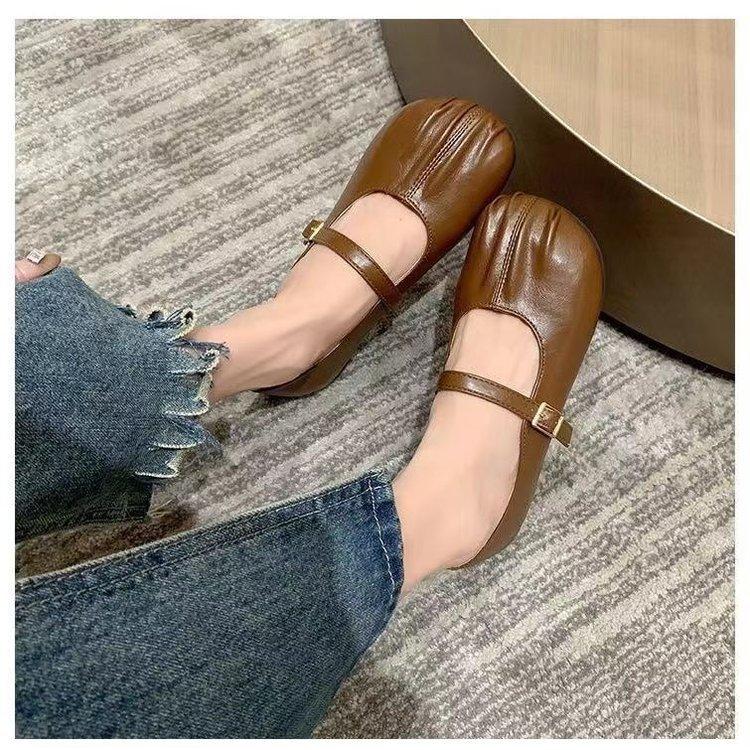 Retro soft-soled pleated Doudou shoes women's 2025 new Korean version versatile flat-soled grandma shoes lightweight and non-slip single shoes tide