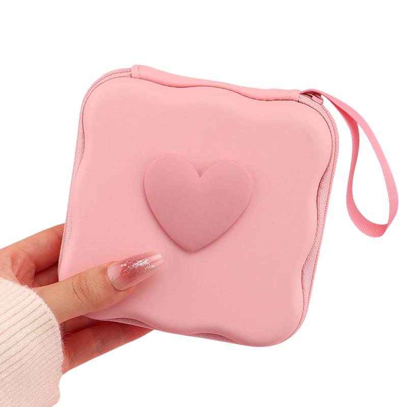 

Heart Knot Portable Travel Cable Storage Bag Organizer Pouch for USB Cords Charger Earbuds Small Electronic Accessories розовый