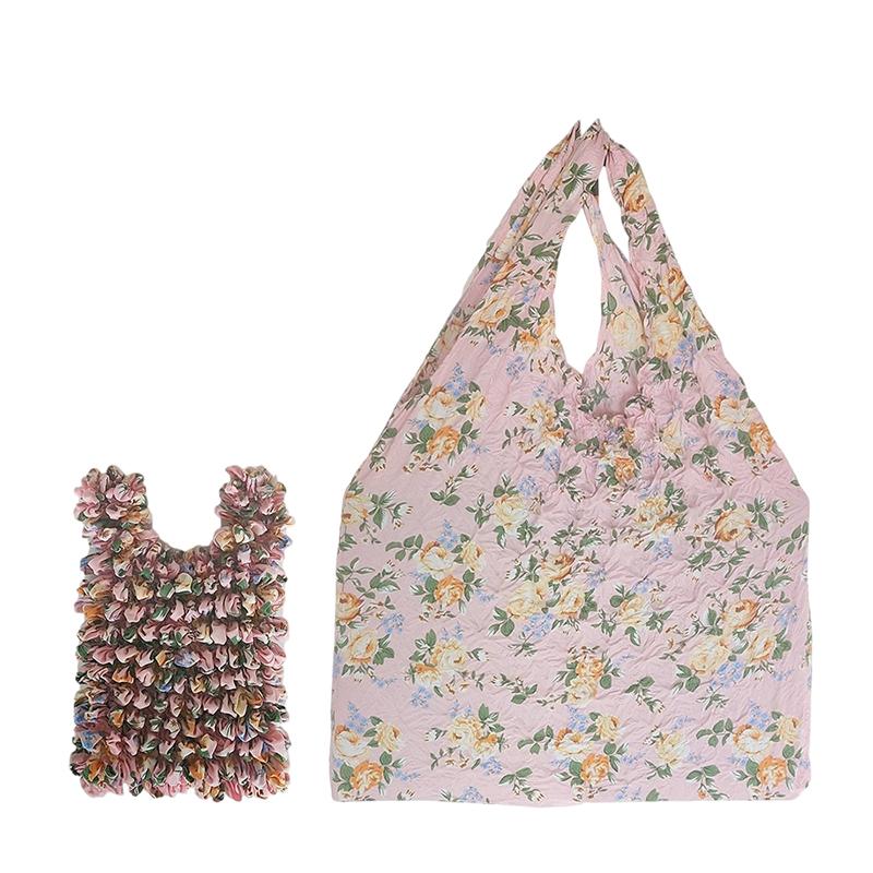 Flower Expansion Fold Pleated Flexible Stretch Mini Shopping Bag Large Capacity Bubble Elastic Portable Handbag Storage Bag
