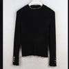 House Autumn and Winter Export European and American Women's Clothing Stringy Selvedge Round Neck Stretch Knitwear Plus Size Bottoming Sweater