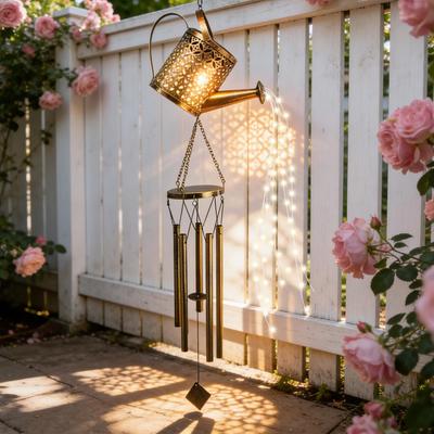 Solar-Gießkannen-Lichter Retro-Eisenkessel-Form Heimdeko mit Klingel Außen-Gartenlichter für Hof Außen-Terrasse Weg