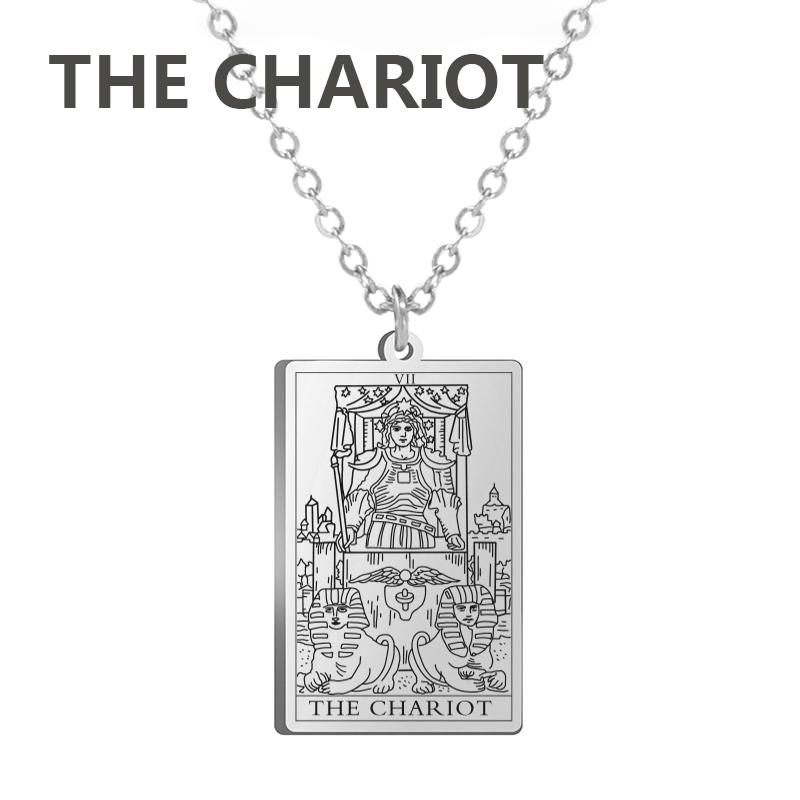 LIKGREAT Tarot Card Necklace Major Arcana Tarots Stainless Steel Necklaces Divination Jewelry Birthday Gift for Women Men