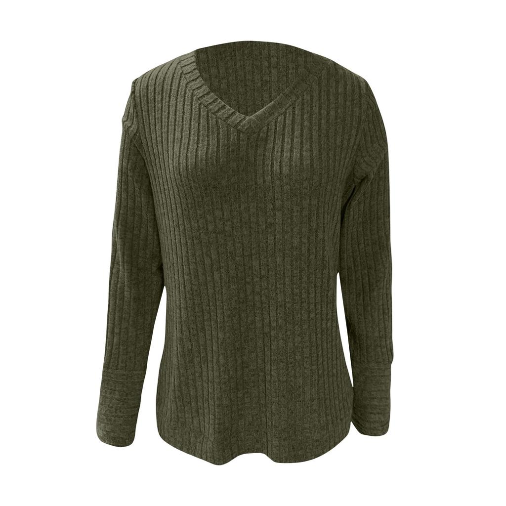 Dames Sweatshirts V-hals Lange Mouw Shirts Losse Casual Herfstmode Truien