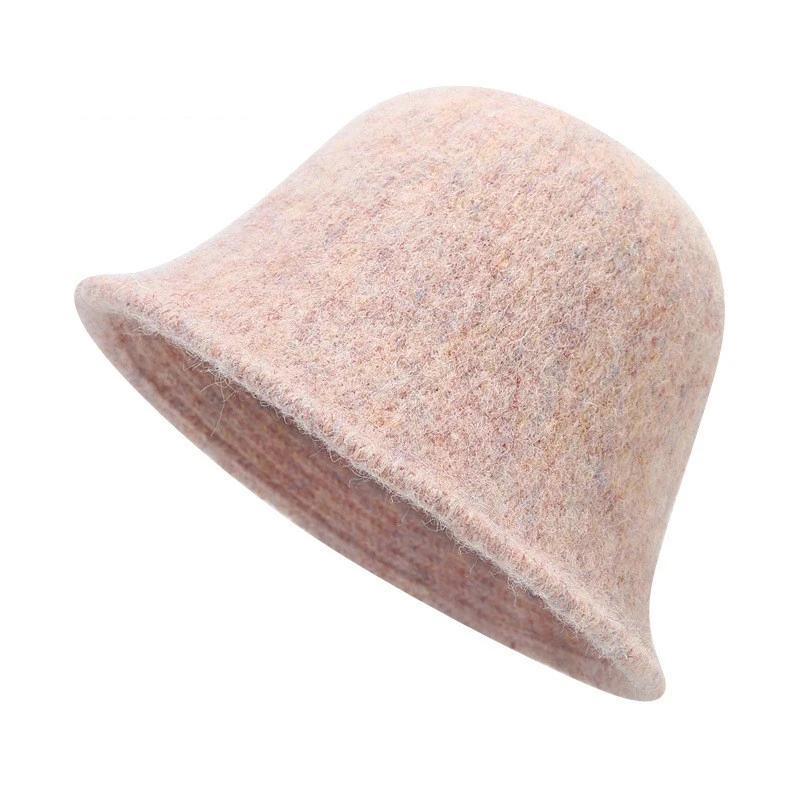 Japanese Real Woolen Vintage Warm Bucket Hat for Women Felt Retro Dome Wool Hats Female Fashion British Style Panama Caps Bonnet