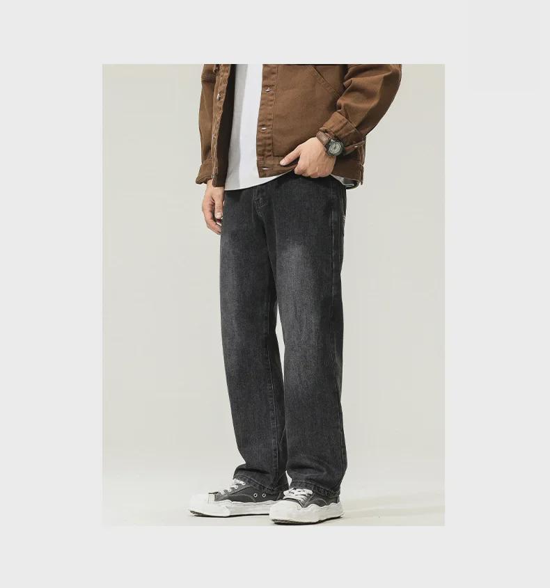2024 Trendy American Men's Retro Straight-Leg Jeans - Fashionable, Loose-Fit, High-Street Style