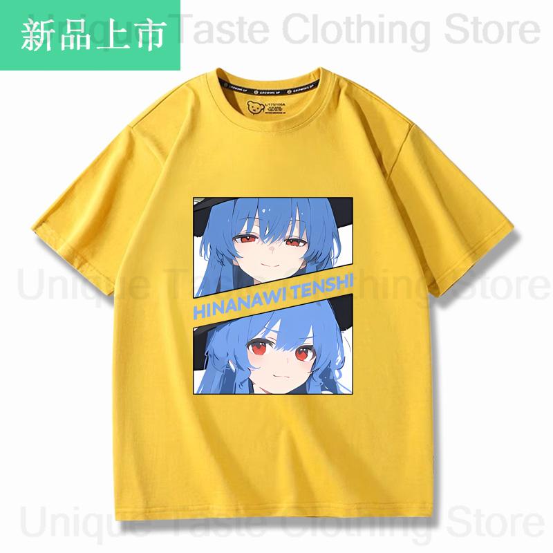 Touhou Project T Shirt Hinanawi Tenshi Cute Cartoon Print Tshirt Harajuku Fashion High Quality Cotton Short Sleeve Tee Tops