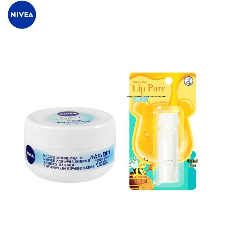 Nivea Moisturizing Cream 100ml and Mentholatum Honey Lip Balm 4g Set