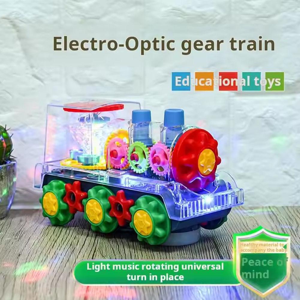 Cartoon Press Gear Car Toy Lnertia Pull-back Transparent Car Baby Puzzle Sliding Toy Transparent Mechanical Learn Train