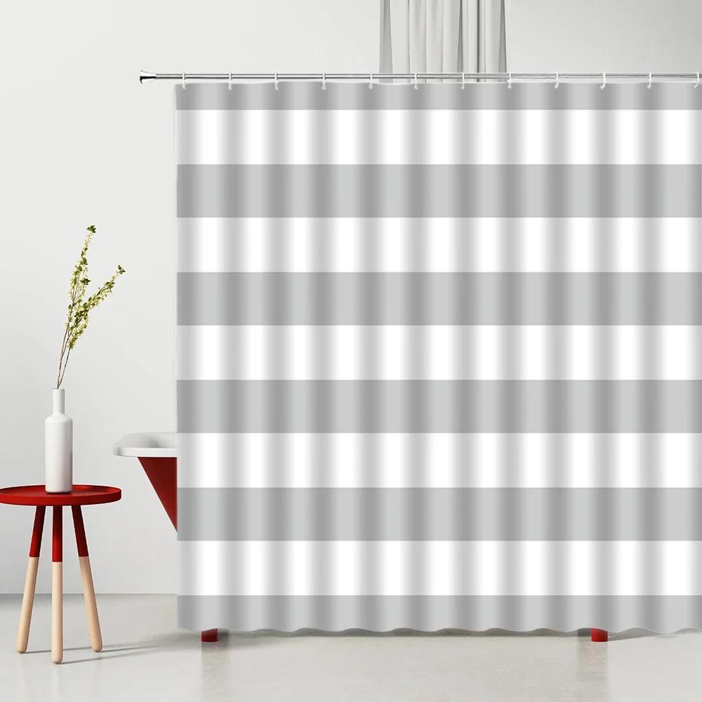 Nowoczesne Zasłony Prysznicowe z Geometrią 3D Zestaw Czerwony Pomarańczowy Szary Żółty Krata Tkanina Akcesoria Łazienkowe Czarne i Szare Zasłony Kąpielowe