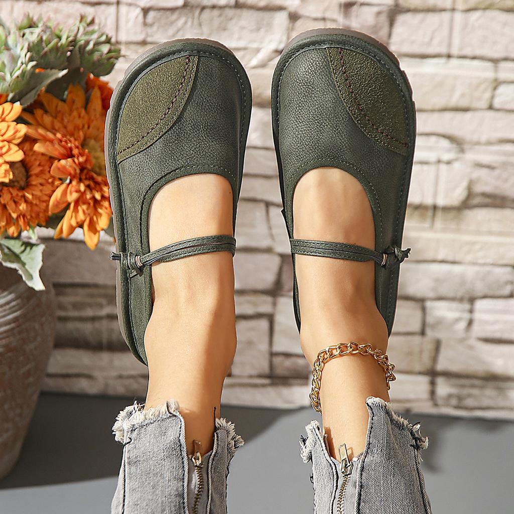 Fashion Women Sneakers Elegant Ethnic Style Loafers Flat Mary Jane Shoes for Women Retro Comfortable Leather Stitching Sneakers Women