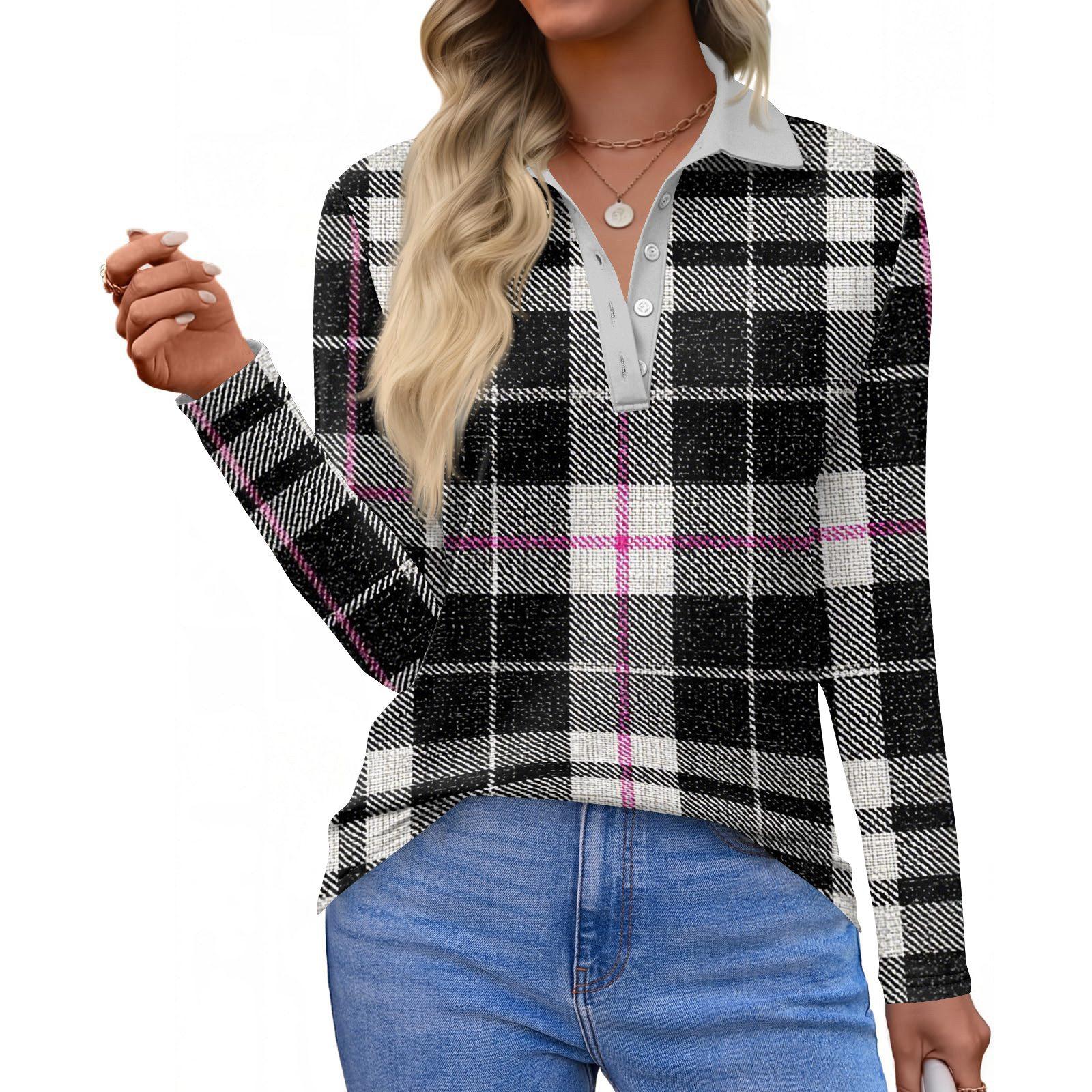 

Жіноча модна повсякденна сорочка з принтом і короткими довгими рукавами, жіночі топи на ґудзиках L