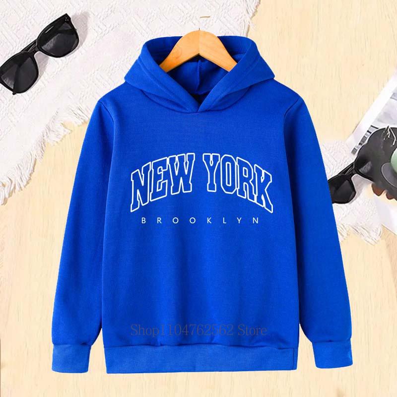 New York Pattern Print Children Hoodies Autumn Winter Girls Boys Casual Fashion Funny Long Sleeve Fleece Kids Sweatshirts