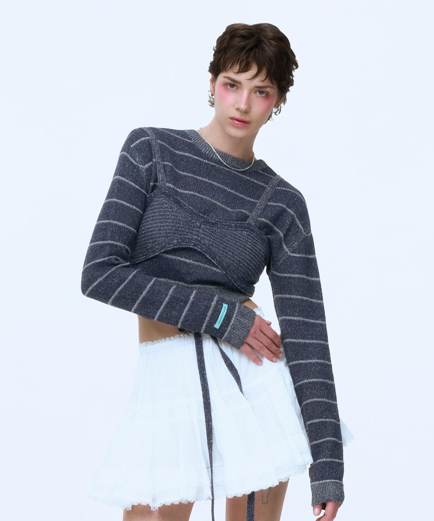 Instant Punk Knit Bustier - Navy Navy/Free