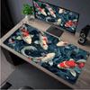 Japanese Desk Mat Black  White Mouse Pad Koi Fish Japan Art Seal Yinyang Fish Large XL Gaming Deskmat Rubber Mousepad X