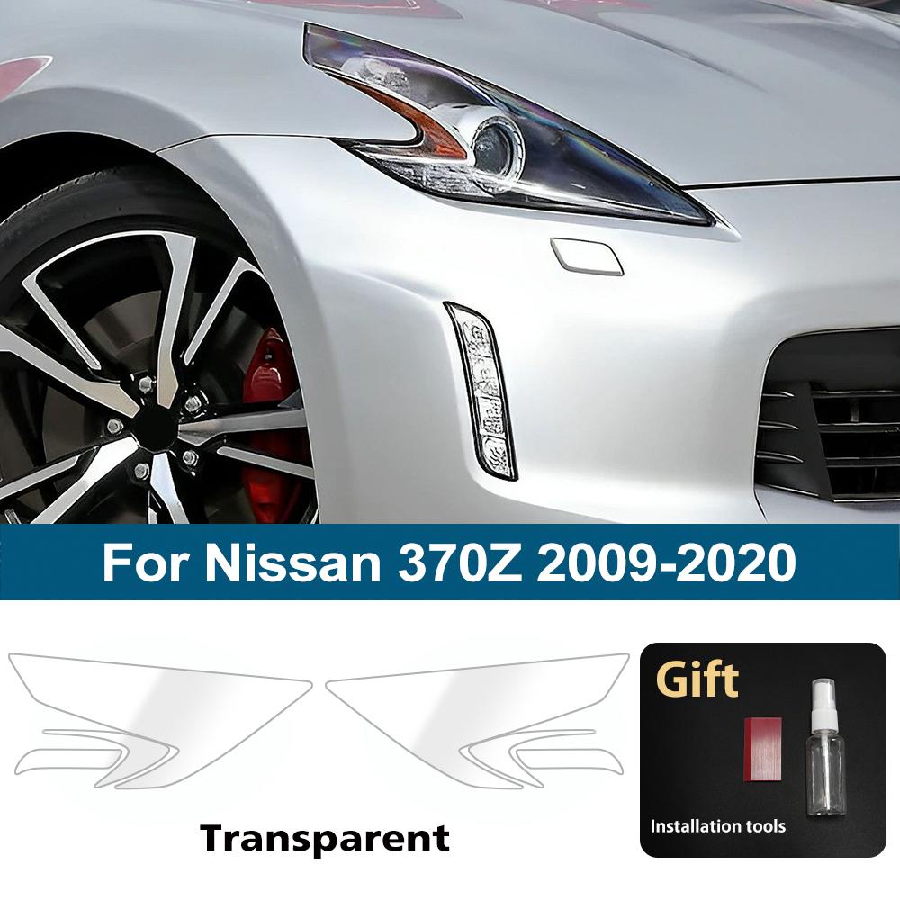 For Nissan 370Z 2009-2020 High-Gloss Smoke Black Pre-Cut TPU Headlight Protection Film PPF Kit Anti-Scratch Vinyl Wrap Cover