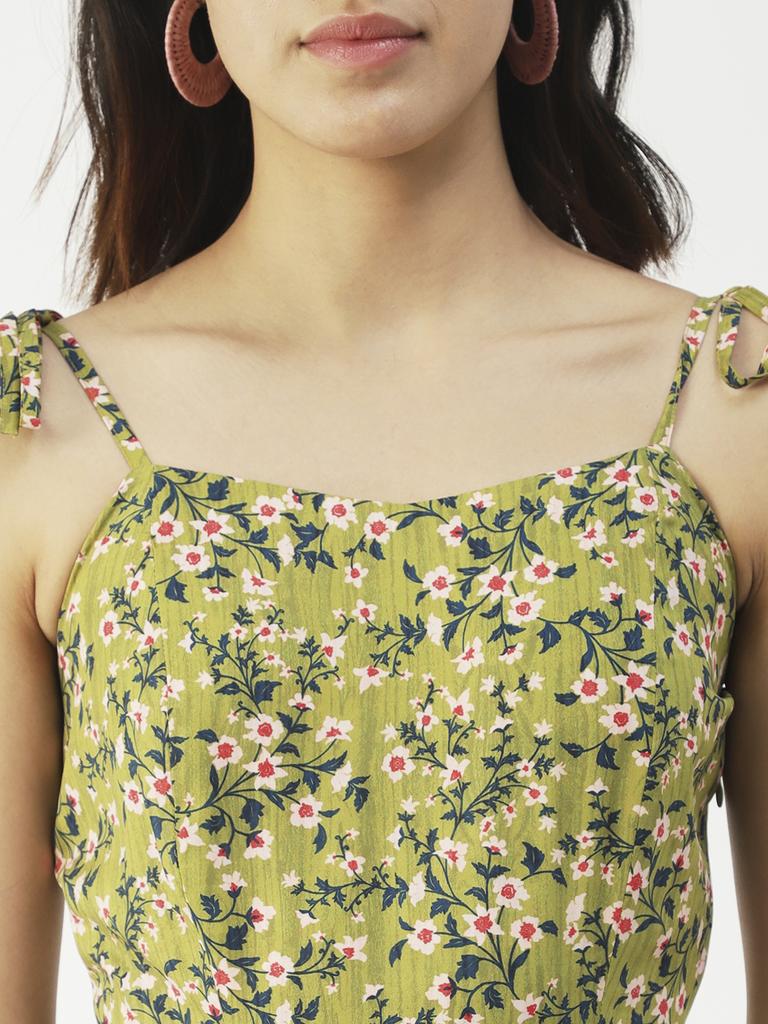 Moomaya Printed Strap Dress Thigh High Slit Bodycon Long Dress, Club Wear