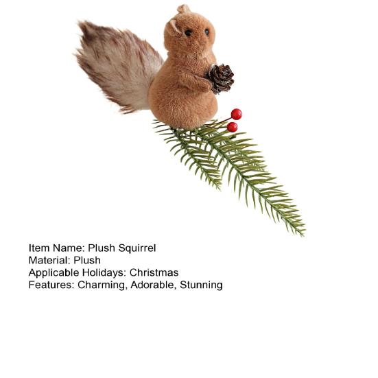 Yousheng Christmas Squirrel Ornament Foam Plush Squirrel Figurine with Pinecones Branches Furry Forest Animal Hanging Decoration for Holiday Xmas Tree