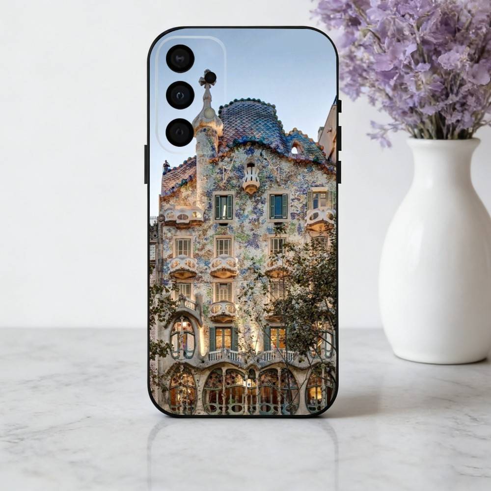 A-Architectural scenery of B-Barcelona Phone Case For Samsung Galaxy A73,A72,A71,A70,A53,A52,A51,Soft Silicone Black Cover