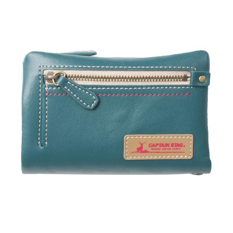 

CAPTAIN STAG fastener fold wallet middle wallet Out pocket bag stitch outdoor men s ladies unisex captain stag (blue green)