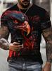 Ferocious Eagle Head Red Splash 3D All Over Print Short Sleeve T-Shirt Casual Street Top