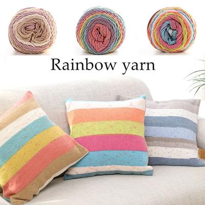 100 gram Regenboogkleurig Handgeweven Wol Katoen Garen Zacht Haakgaren Dik Garen Voor Handbreien Warme Trui Bankkussen Sjaal DIY