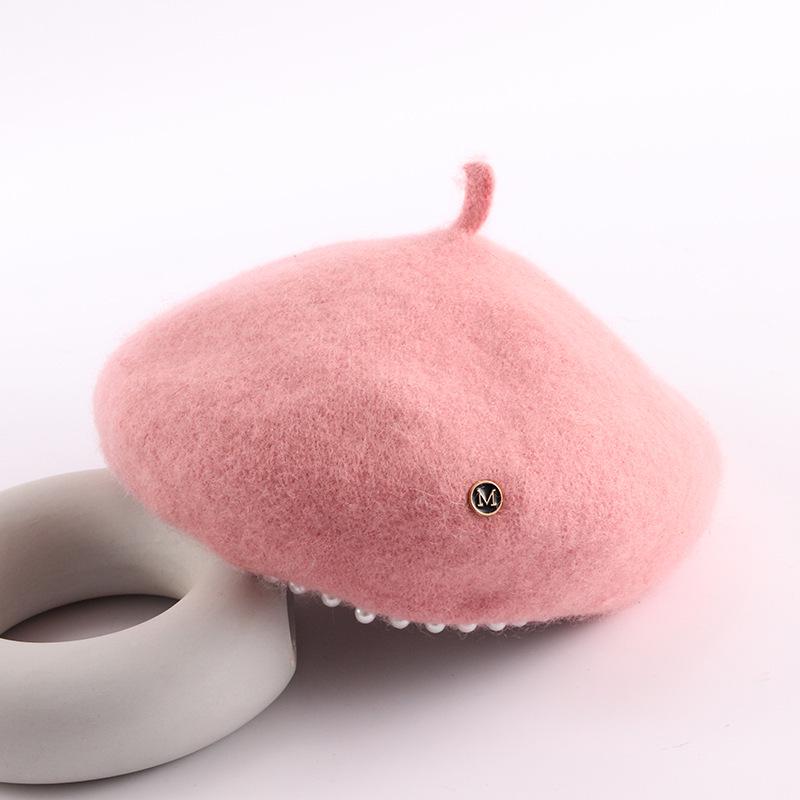 Britische Wolle Filz Koreanische Perlen Retro Baskenmütze für Damen - Herbst/Winter Society-Maler Trend