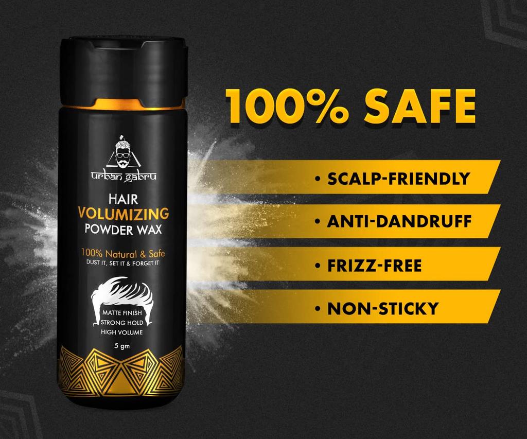 UrbanGabru Hair Volumizing Powder Wax Strong Hold | Matte Finish | 100% Natural & Safe Hair Styling Powder (5 g (Pack of 1))
