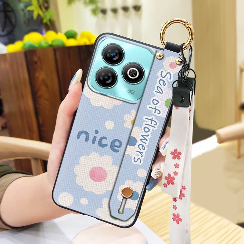 Protective Anti-knock Phone Case For ZTE Blade A75 4G/Z2359 Wristband Wrist Strap Back Cover Shockproof Ring Durable