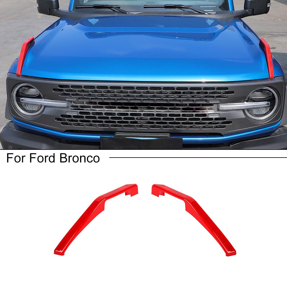 Engine Hood Hinge Expansion Cover Trim Protect Strips For Ford Bronco + Red