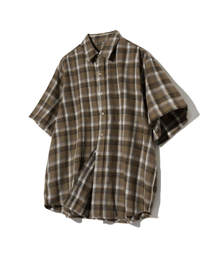 STANDARDERROR 87-Stan067 Vintage Forest Oversized Short Sleeve Tartan Check Shirt (Type A)