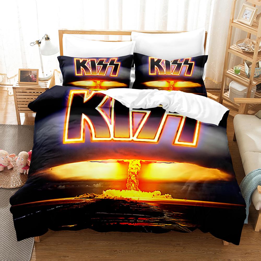 Kiss Rock Band Bedding Set Music 3D Duvet Cover Polyester Pillowcases Quilt Cover Fashion Home Decor Gift Twin King Queen Size
