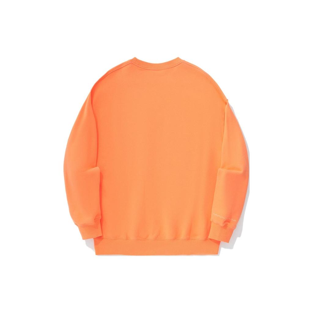 Li Ning Vital Series Solid Color Crew Neck Pullover Sweatshirt Unisex Sweatshirt Cloud-Brocade-Orange AWDU329-2