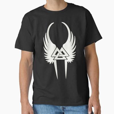 Winged Valknut In White Designed And Sold By Twentyfourrunes Vintage Unisex Slightly Casual Stylish Soft Breathable