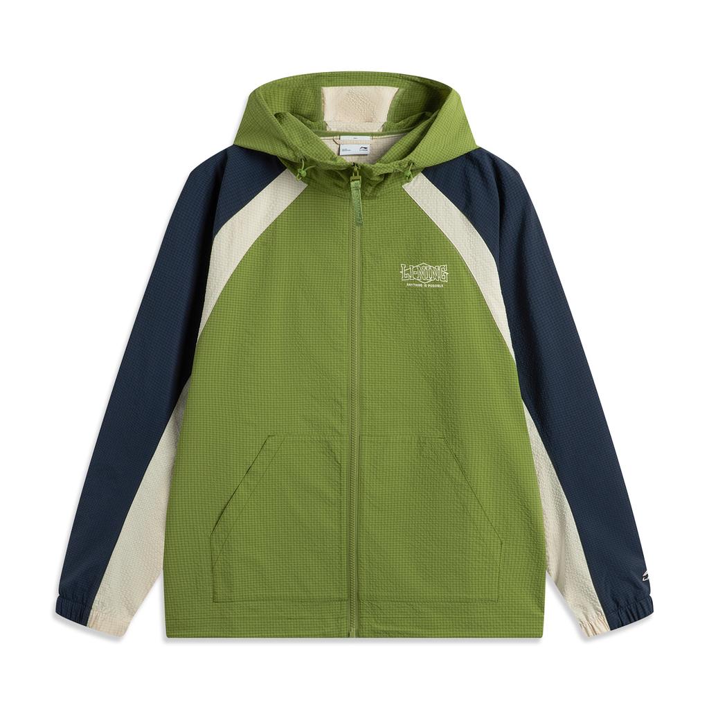 Li Ning Sports Lifestyle Series American Retro Fashion Versatile Casual Early Spring Spliced Hooded Sun Protection Windbreaker Men Outerwear AFDV431-4