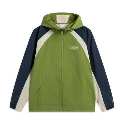 Li Ning Sports Lifestyle Series American Retro Fashion Versatile Casual Early Spring Spliced Hooded Sun Protection Windbreaker Men Outerwear AFDV431-4