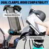 Bike Motorcycle Phone Holder With 2 Clamps, [New Generation] Bicycle Cell Phone Mount Better Suited For Flat Handlebars & Bicycle Stems, Electric