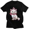 Male Marie Kitten Cartoon T Shirt Short Sleeve Cotton Tshirts Cool T-shirt Leisure Tees Loose Fit Clothing Unisex