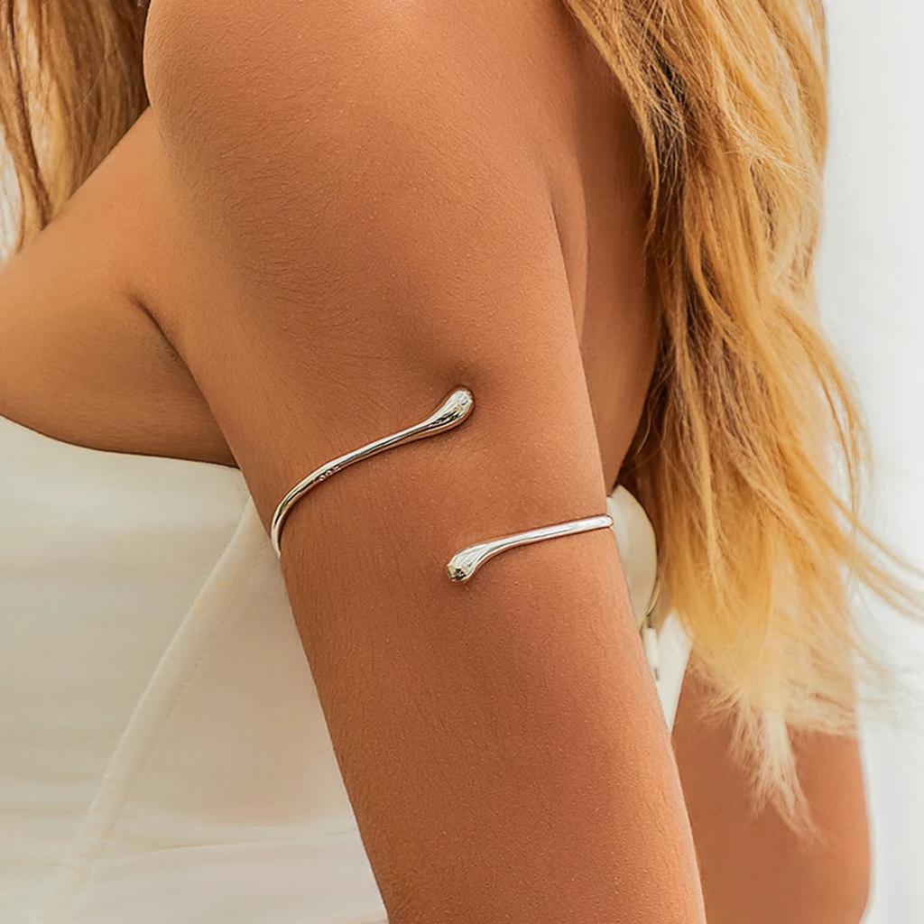 Simple Water Drop Open Upper Arm Bracelet Fashion Smooth Metal Arm Bracelet Women's Aesthetic Vintage Irregular Jewelry
