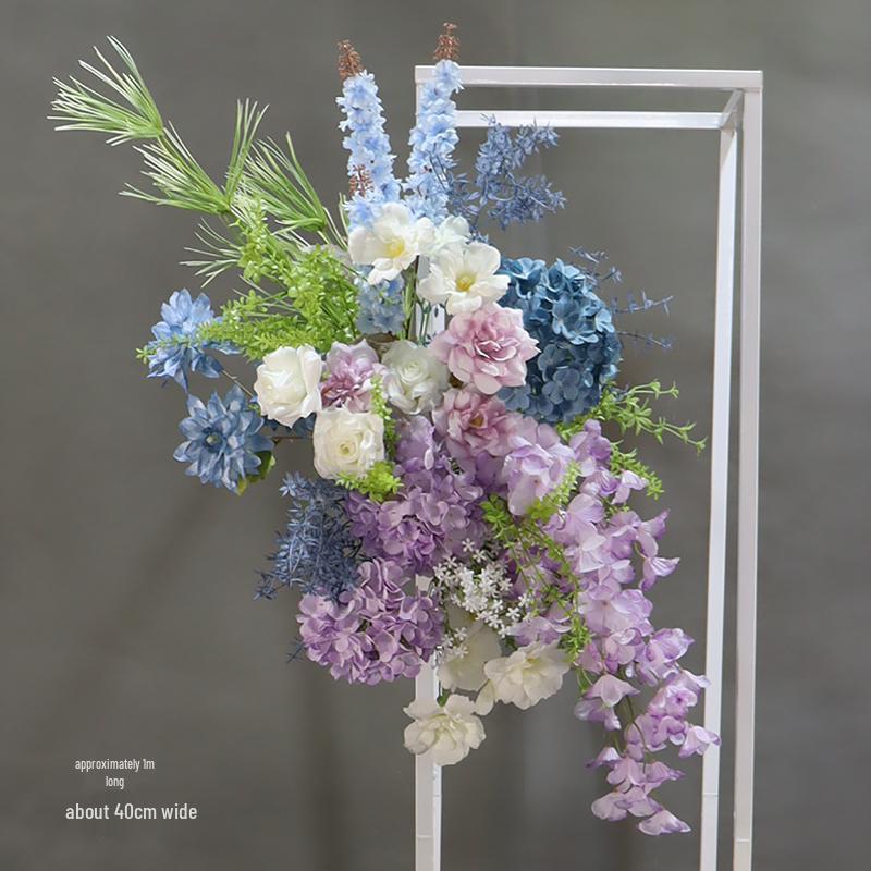 Mori Style Silk Floral Aisle Decoration In Blue & Purple