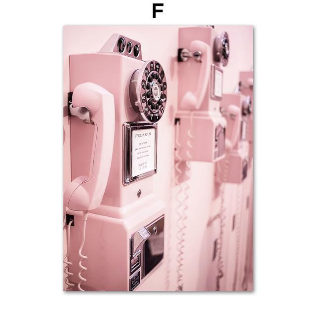 Profumo di rosa rosa, auto, bicicletta, telefono, citazione, arte murale, pittura su tela, poster e stampe nordici, quadri da parete per l'arredamento del soggiorno