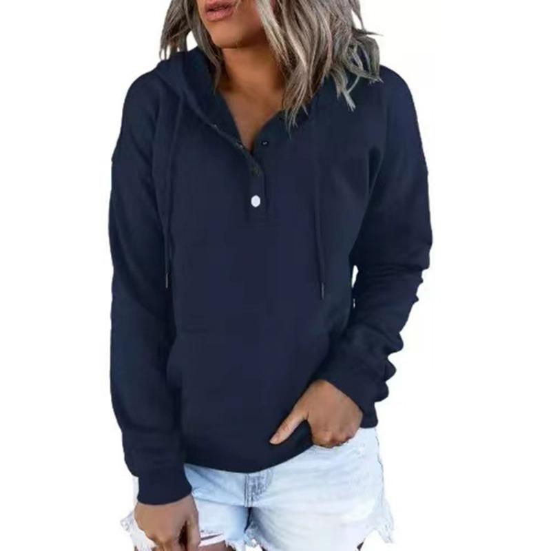 Women S Long Sleeve Loose Casual Hooded Sweatshirt With Drawstring Pockets